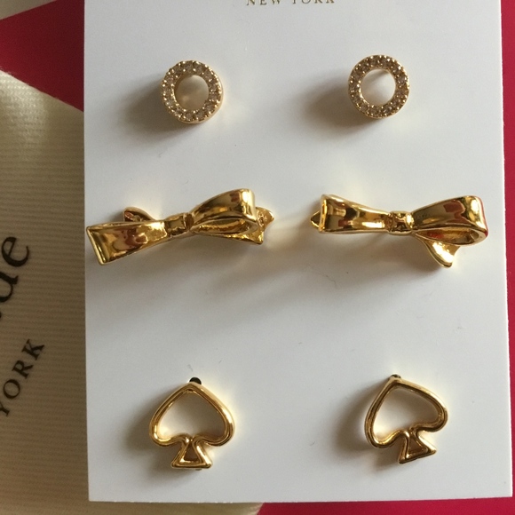 NWT! KATE SPADE 3 Piece 12 kt Gold Stud Essentials - Picture 7 of 7